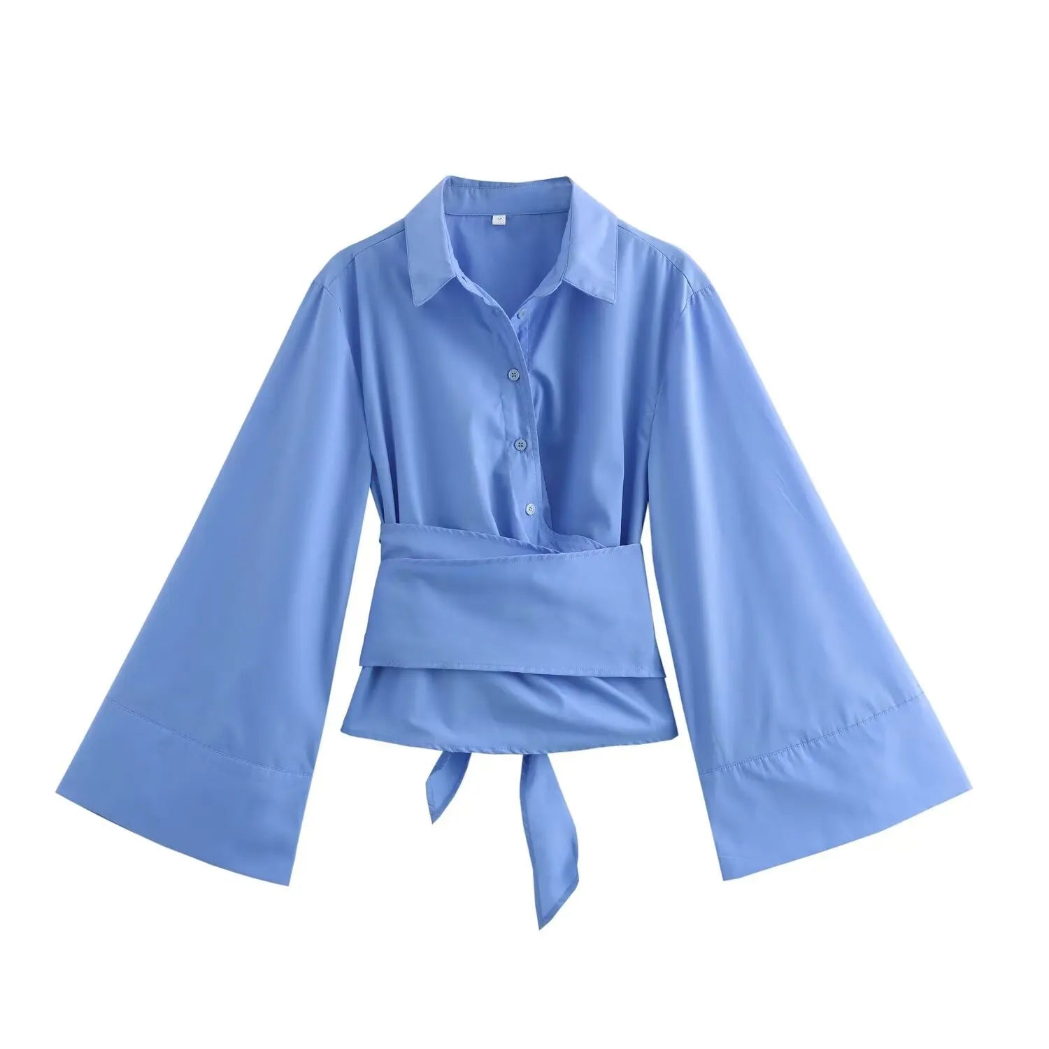 Femme Blouses Spring Autumn New Women's Fashion Casual Polo Neck Bow Tie Up Design Sense Short Top Single-breasted Poplin Shirt
