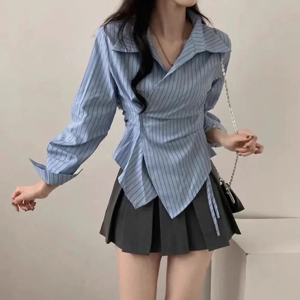 Spring Autumn Casual Striped Shirt Women Shirts Fashion Female Long Sleeve Slim Blouse Tops Office Lady Shirts