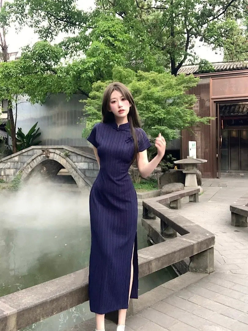 New Chinese Women's Cheongsam Long Skirt Hepburn Style Unique Chinese Style Dress